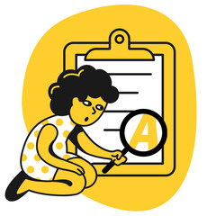 Girl reading the fine print on a document