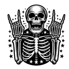 Rock and Roll Skeleton with Star Background