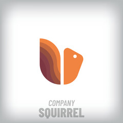 Logo design with squirrel in modern hand. Creative animal, company icon template. vector