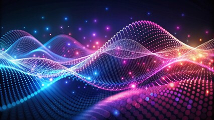 Abstract Digital Wave with Dotted Lines and Glowing Lights - Perfect for Technology, Backgrounds, and Design Projects