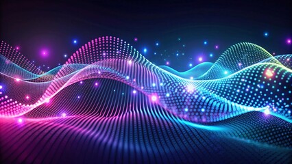 Abstract Digital Wave with Dotted Lines and Glowing Lights - Perfect for Technology, Backgrounds, and Design Projects