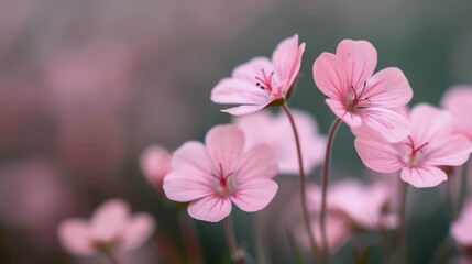 Fototapeta premium Delicate Pink Flowers Blooming in a Soft Spring Garden