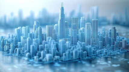 Thermal imaging of a cityscape, urban cooling regulation, infrared view of city cooling patterns and energy consumption, smart city concept