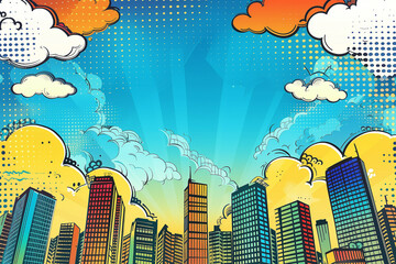Vibrant and Action-Packed Comic Scene Background
