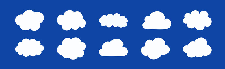 Set with cartoon cloud icons. Vector illustration