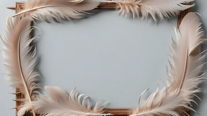 Frame made of feathers, text space. Generative AI