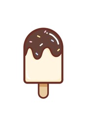 Simple illustration of a refreshing ice cream stick on a white background