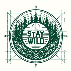 Stay Wild - Green Forest Typography Design