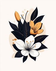 Elegant Floral Shapes A Collection of Smooth Line Aesthetics in Flat Design Illustration for Modern Decor and Creative Projects
