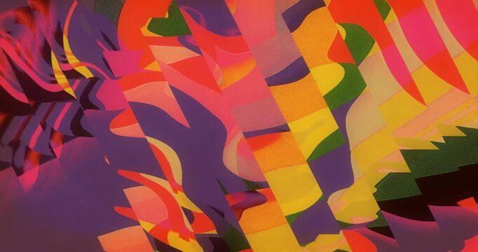 Disco Vibes Animation - Vibrant Contemporary Motion Graphic Background. A dynamic and colorful motion graphic background featuring fluid animations and bold geometric patterns. Seamless Loop.
