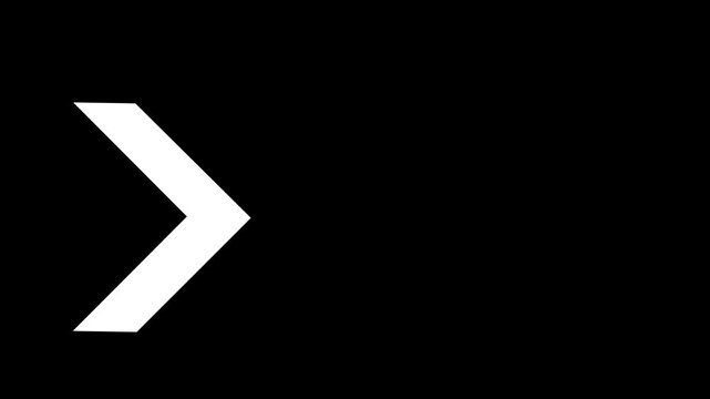 Arrow sign on black background. Swipe right arrow animation. Arrows loop animation
