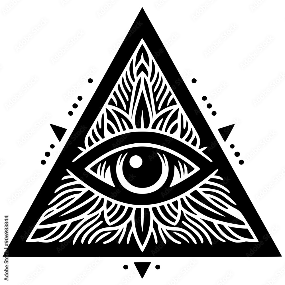 Wall mural Silhouette of the illuminati one eye triangle symbol