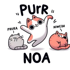 Three Cats with Funny Names and Speech Bubbles