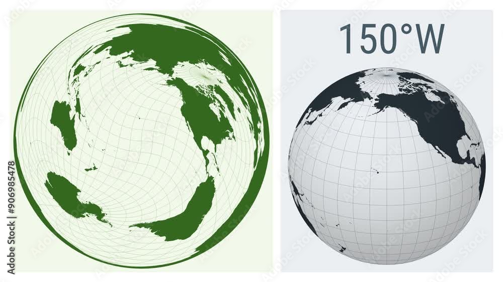 Poster world map animation. wiechel projection. solid color style. animated world map in wiechel projection