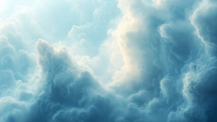 Serene Blue Sky with Soft Fluffy Clouds