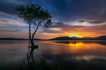 sunset over the lake