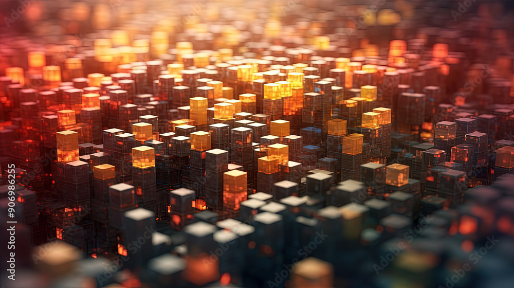 Poster Abstract background with structure of cubes. Colorful cubes texture for technology backdrop.