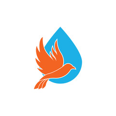 Bird water logo icon, vector illustration design