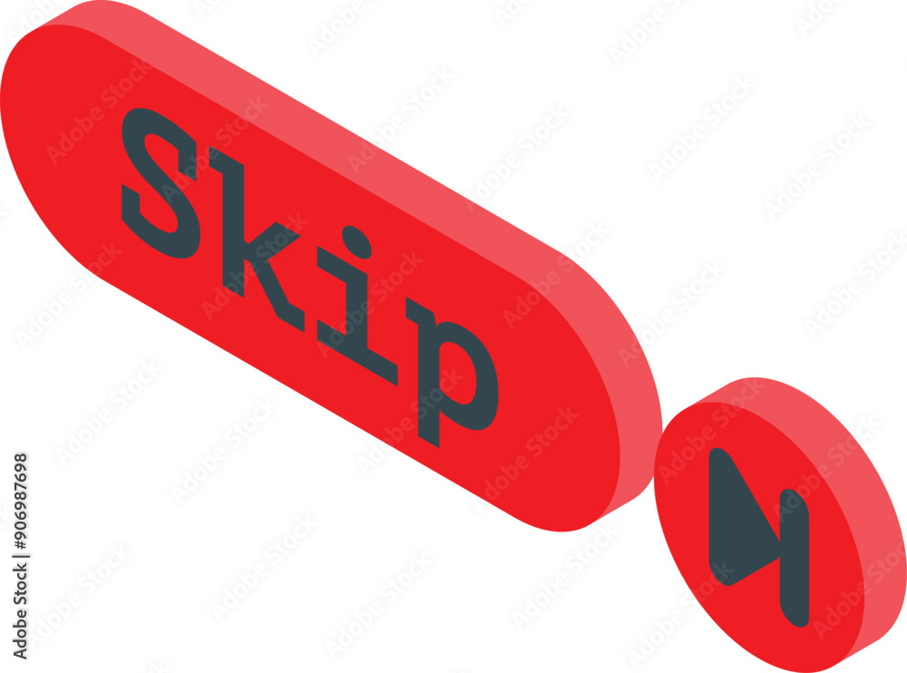 Poster red skip button clicking forward on multimedia player