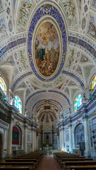 View of the interior of the beautiful baroque church of San Giovanni Evangelista, Scicli, Sicily, Italy