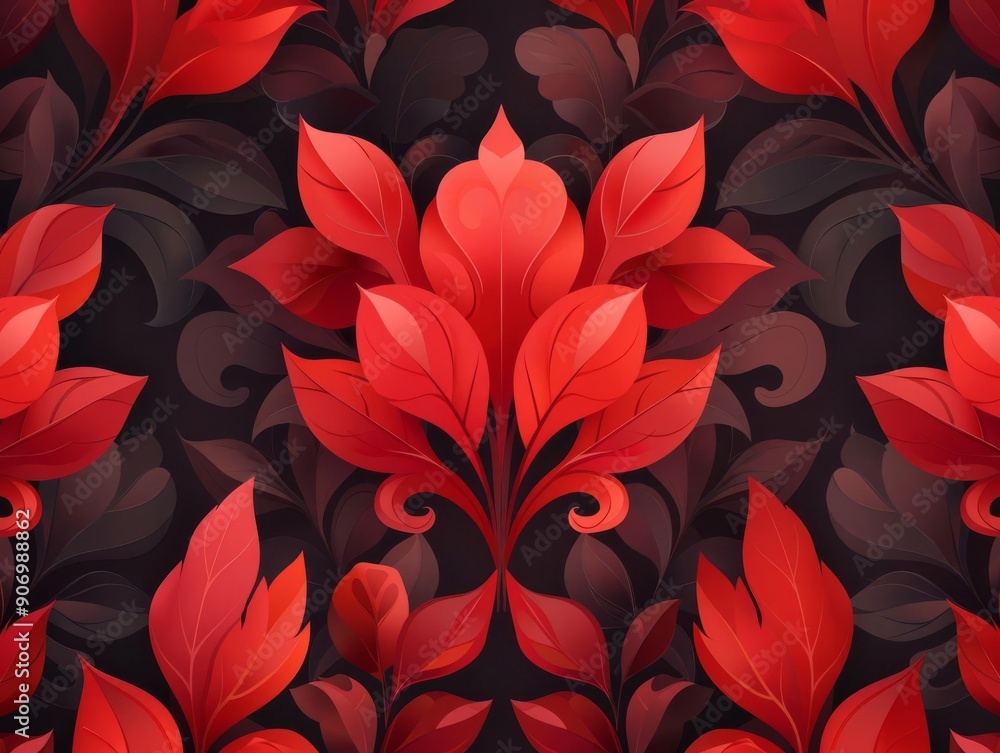 Poster vibrant red gradient textile pattern in flat design style a stunning visual for modern interiors and