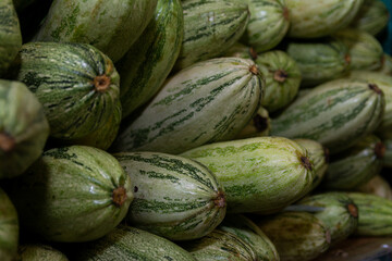 Close-up of fresh zucchini at a market
