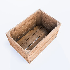 wooden box isolated on white background