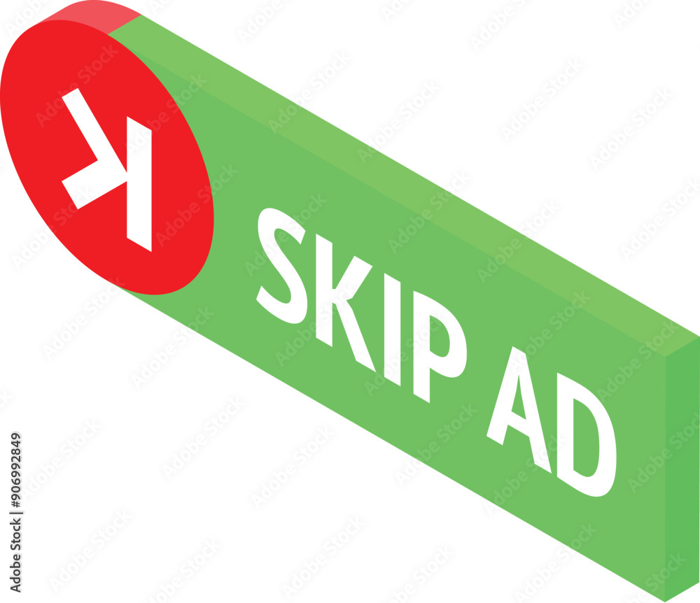 Poster green rectangle with rounded edges and a red circle with a white arrow pointing right, symbolizing t