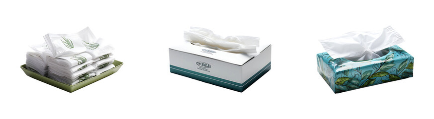 Obraz premium Set, Collection of Facial Tissues isolated on transparent background.