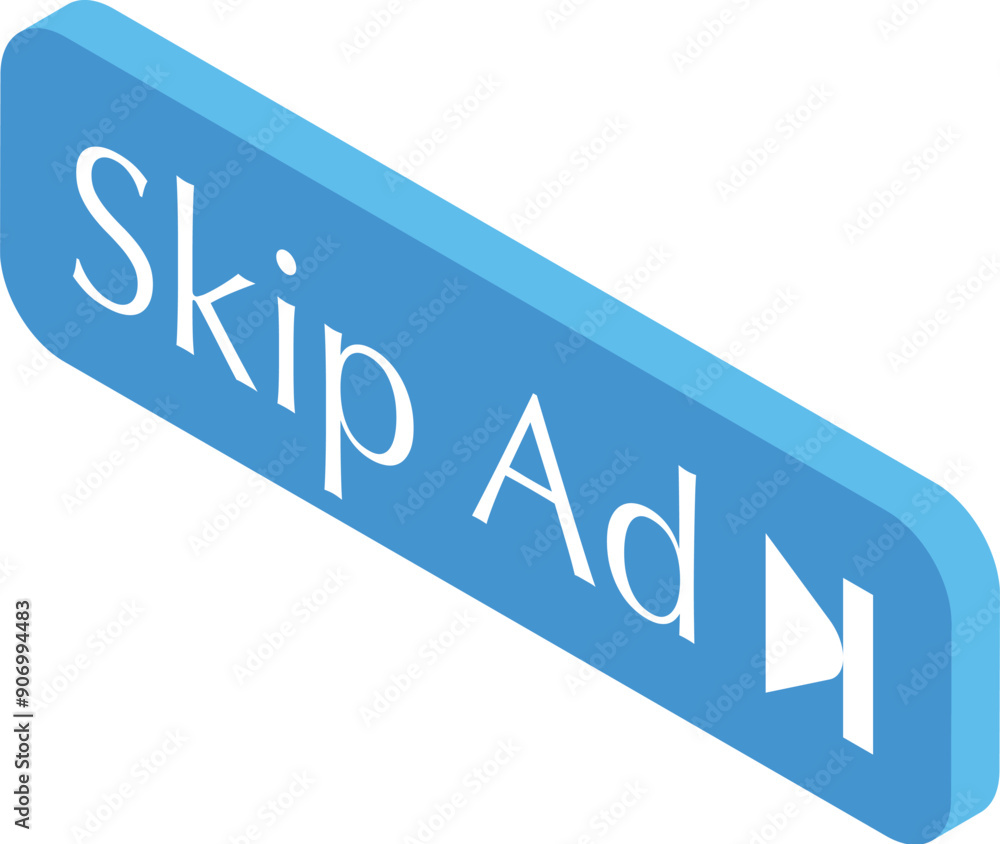 Aufkleber blue skip ad button for skipping advertisements while watching a video