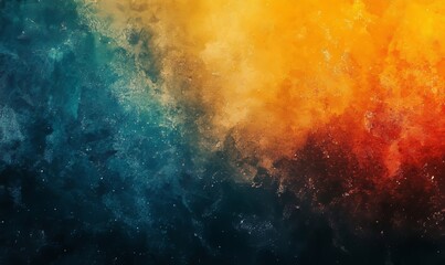Fototapeta premium Teal orange yellow blue dark grainy color gradient background retro noise texture effect web banner header backdrop design, Generative AI