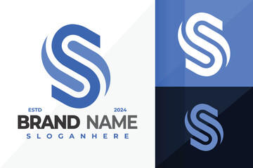 Letter S Blue Waves Logo design vector symbol icon illustration