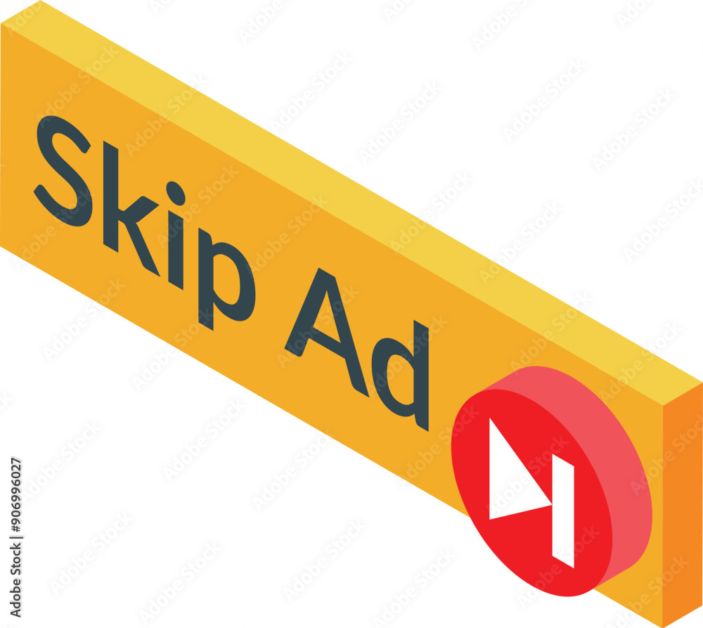 Poster skip ad button inviting user to skip advertisement on digital device