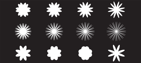 Cute simple flowers, daisies, basic floral shapes silhouettes for design