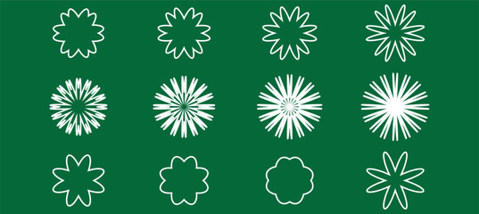 Cute simple flowers, daisies, basic floral shapes silhouettes for design