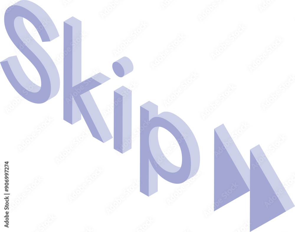 Poster 3d skip button icon showing the concept of fast forwarding through digital content