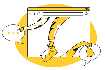 User engagement with browser and speech bubbles