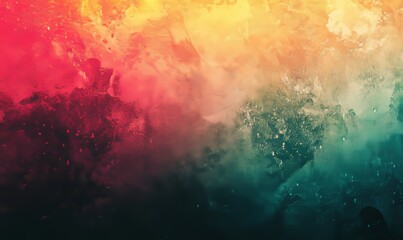 Orange teal green pink abstract grainy gradient background noise texture effect summer poster design, Generative AI