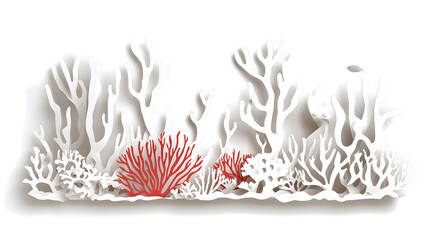 Fototapeta premium Colorful coral reef paper cut isolated on white background