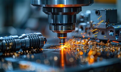 The industrial concept is working at a CNC machine.