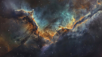 Galactic Nebula Veil Veils of Cosmic Gas and Dust Paint AI Generative