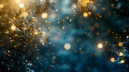 A blue and gold background with a lot of sparkles scattered throughout the background.
