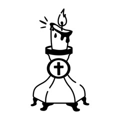 Altar candle icon in drawing style 