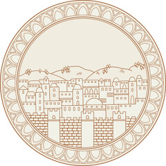 Middle east city scene flat illustration