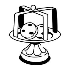 A doodle style con of brass tray