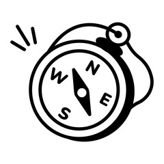 A hand drawn icon of travel compass  