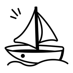 A hand drawn icon of sailboat 