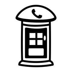 An outline style icon of telephone booth 