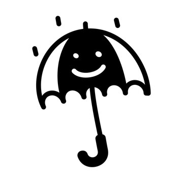 recommend clip art: A line style icon of umbrella with rain drops 