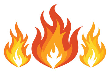 fire flame shapes vector illustration on white background 